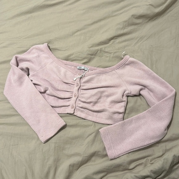 Zara Sweaters - Zara purple lavender sweater knit crop top blouse jacket NEW Bloggers favorite